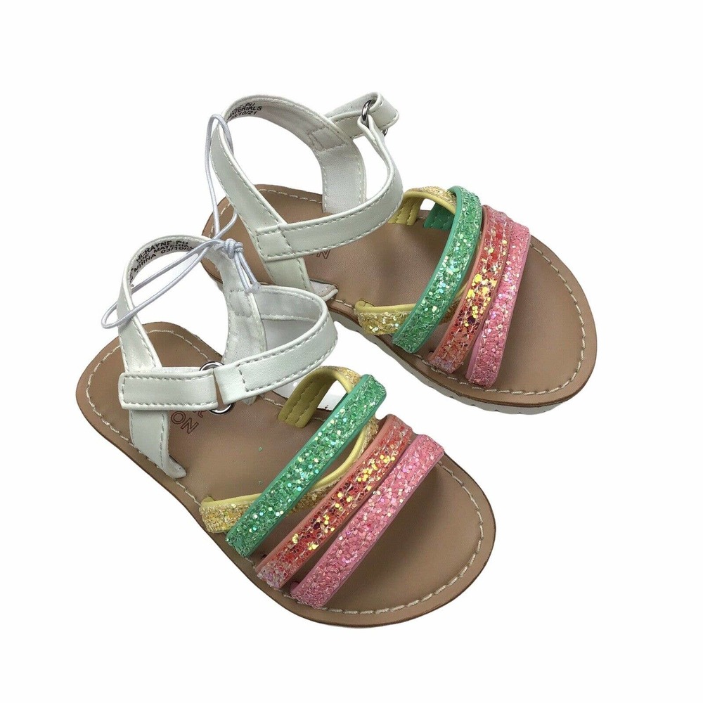 Harper Canyon Rayne Rainbow Glitter Strappy Open Toe Sandal Toddler Size 6 D